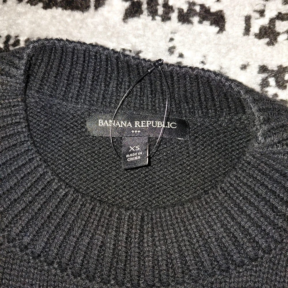 BANANA REPUBLIC Black Volume Sleeve Ribbed Sweater XS EUC - Picture 8 of 11